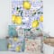 Designart - Lemon Ornament On Blue Geometrical Pattern I - Tropical Canvas Wall Art Print